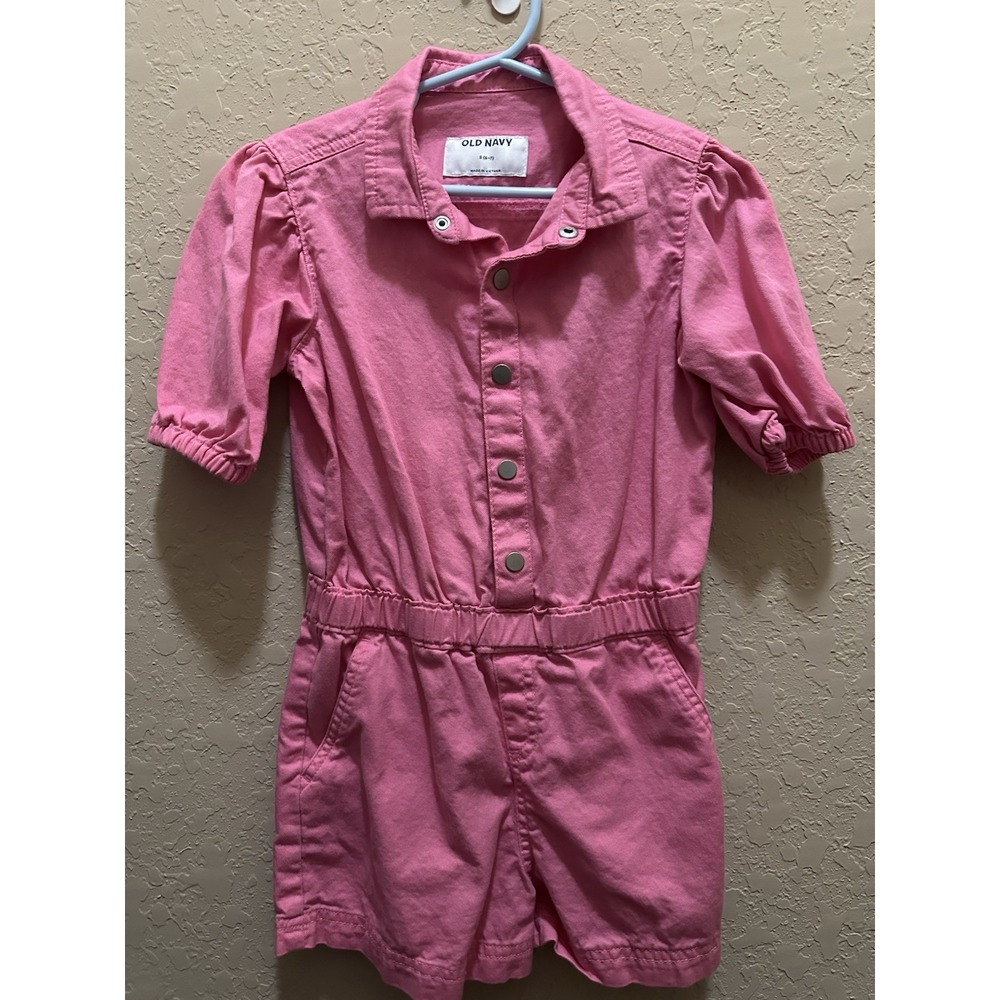 Girls Pink Old Navy Utility Romper 6/7